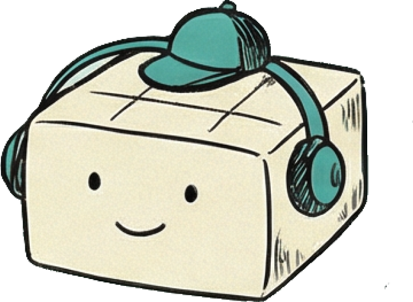 Miles - Tofu with headphones and cap